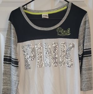VS PINK 3/4 sleeve baseball tee